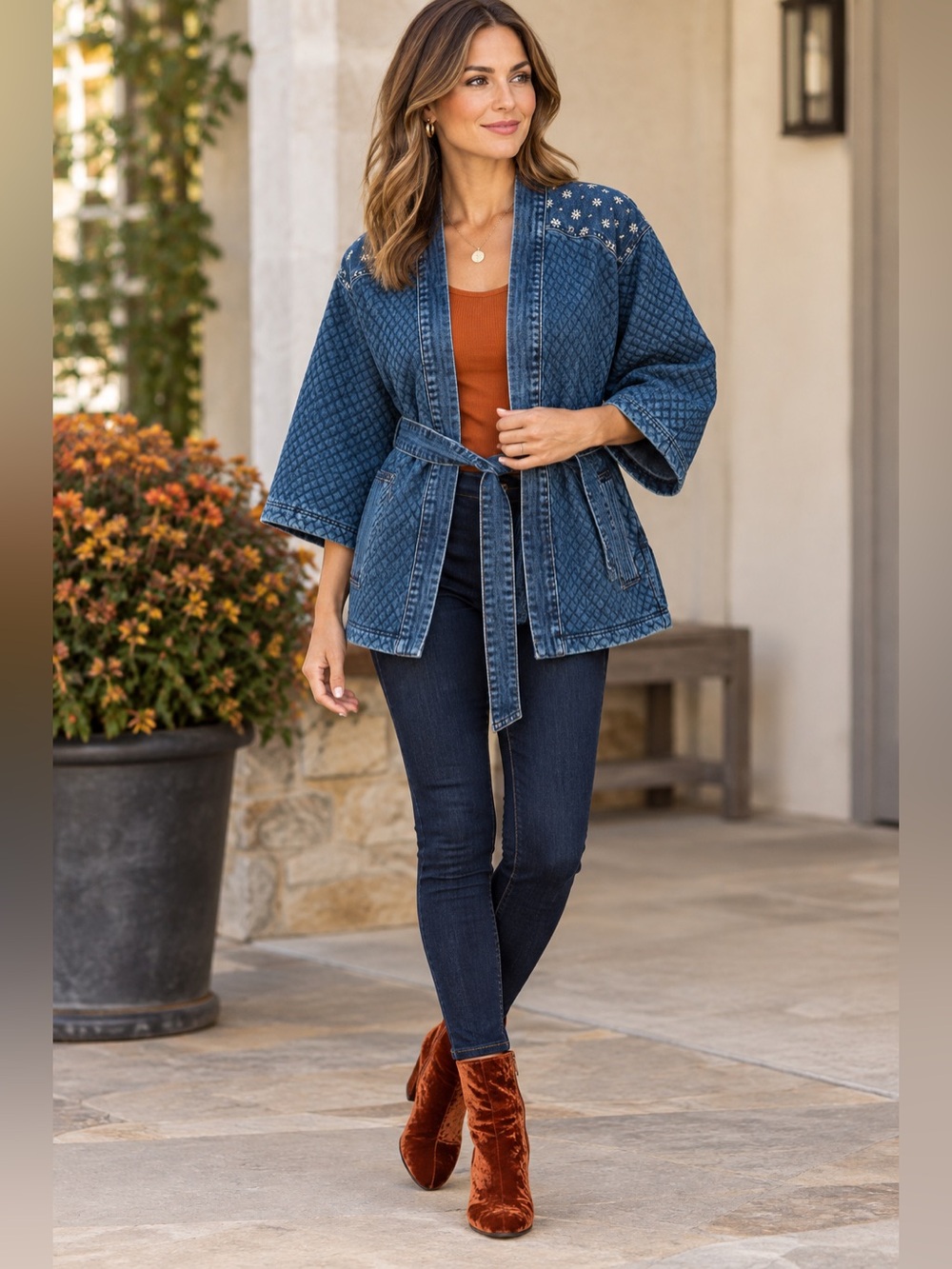 Hidden Jeans Women’s Quilted Denim Jacket in Blue